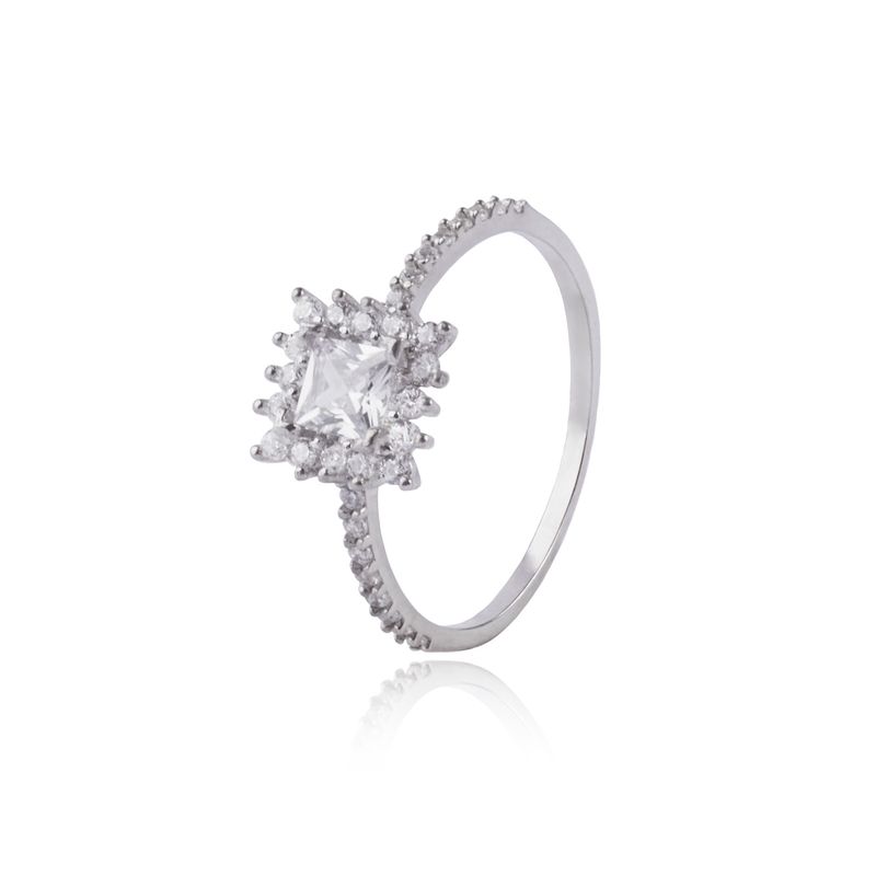 JB JOYAS BARON - Anillo de Plata Esterlina 925 Medio Cintillo Cuadrado