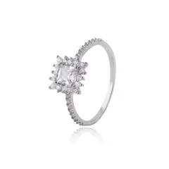 JB JOYAS BARON - Anillo de Plata Esterlina 925 Medio Cintillo Cuadrado