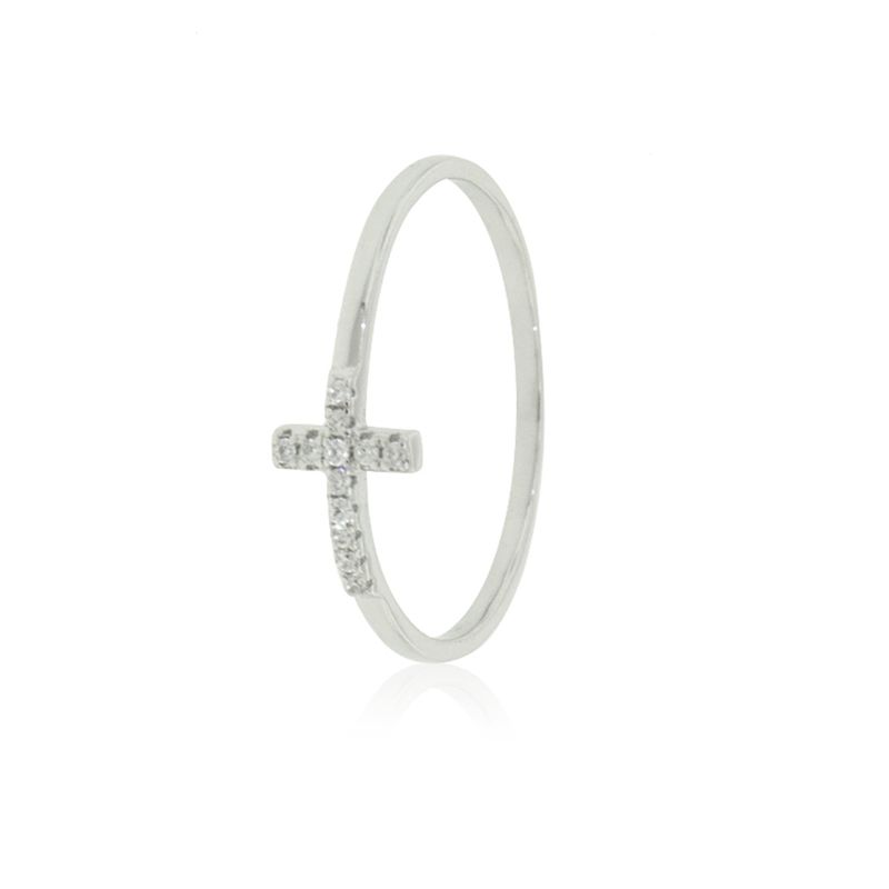 JB JOYAS BARON - Anillo de Plata Esterlina 925 Cruz en Circon