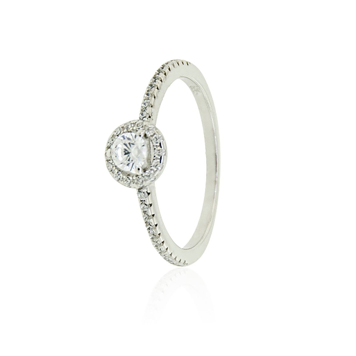 JB JOYAS BARON - Anillo de Plata Esterlina 925 Solitario Riel Circon