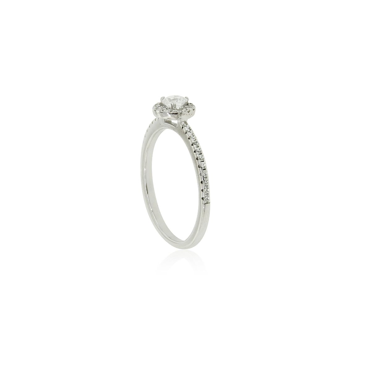 JB JOYAS BARON - Anillo de Plata Esterlina 925 Solitario Riel Circon