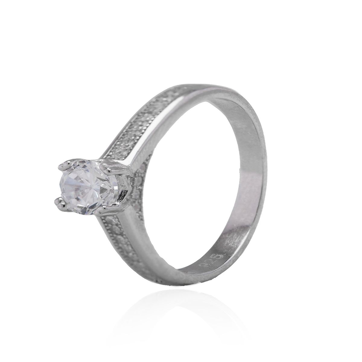 JB JOYAS BARON - Anillo de Plata Esterlina 925 Riel Circon Clasico