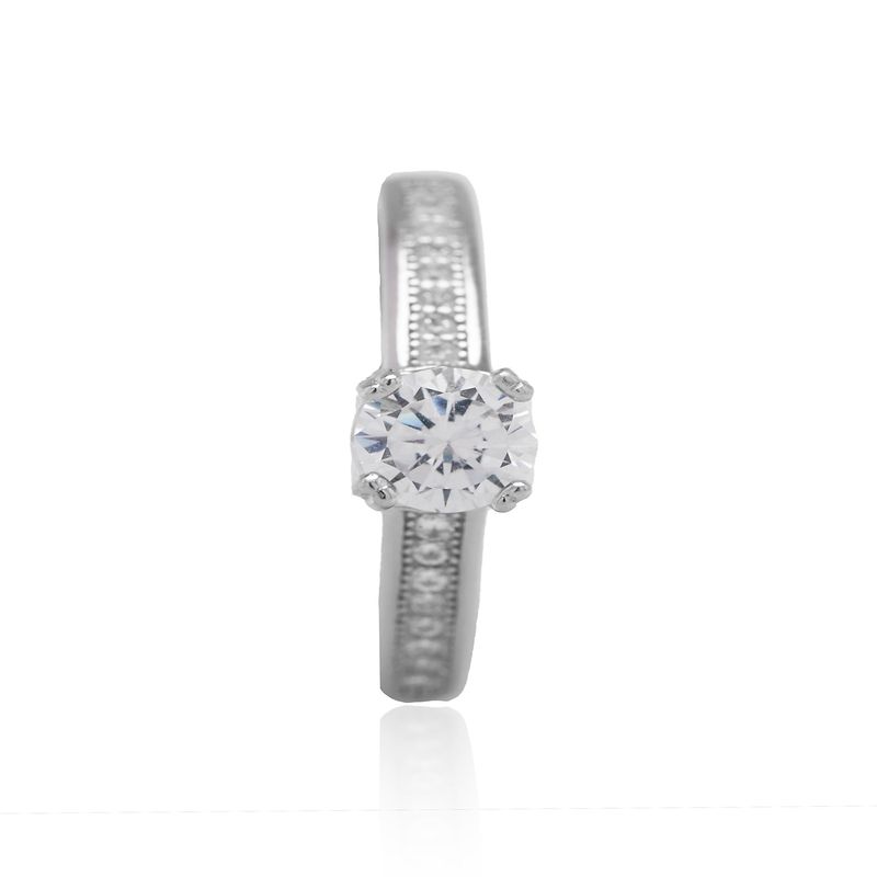 JB JOYAS BARON - Anillo de Plata Esterlina 925 Riel Circon Clasico