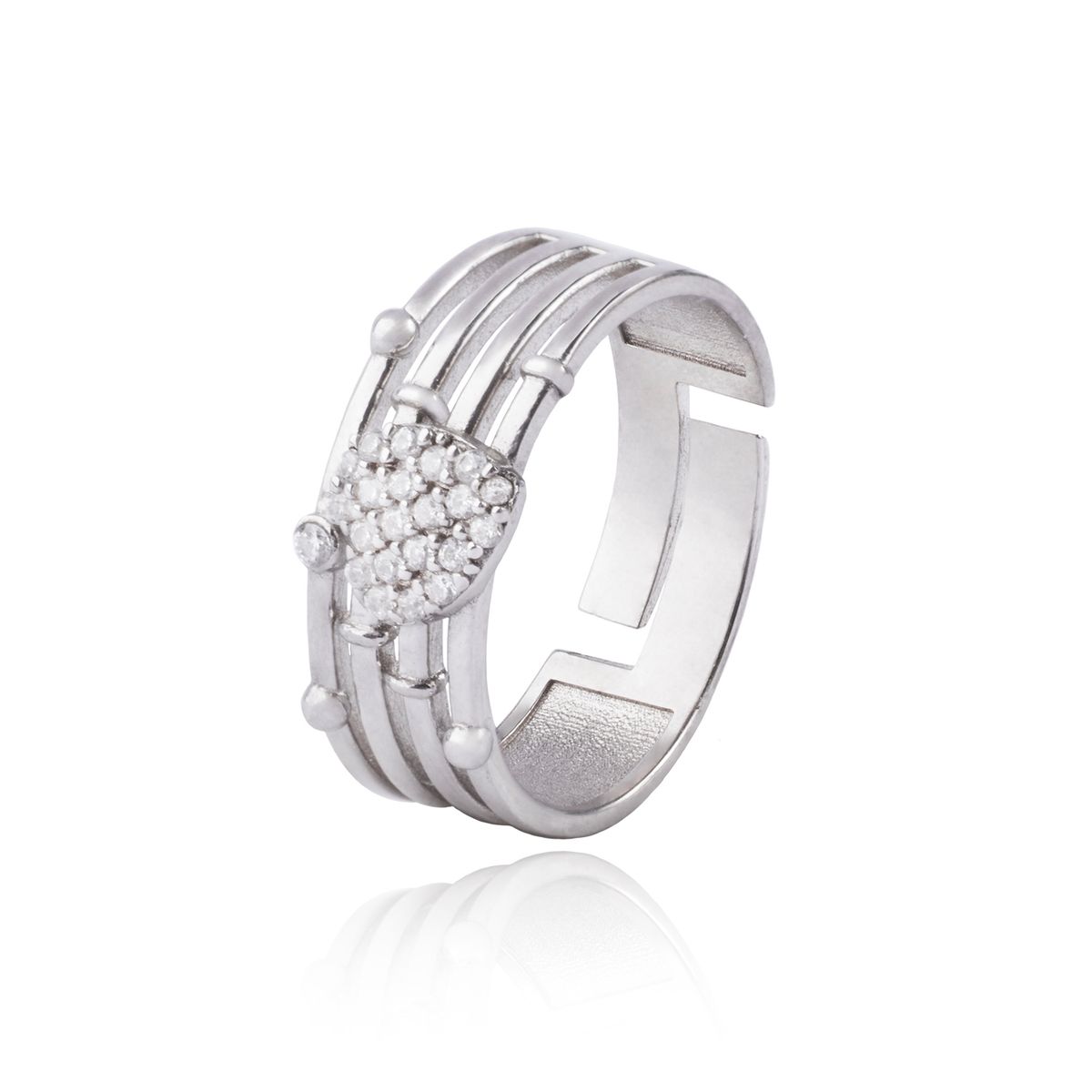 JB JOYAS BARON - Anillo de Plata Esterlina 925 Corazón y Líneas