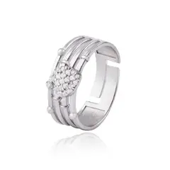 JB JOYAS BARON - Anillo de Plata Esterlina 925 Corazón y Líneas