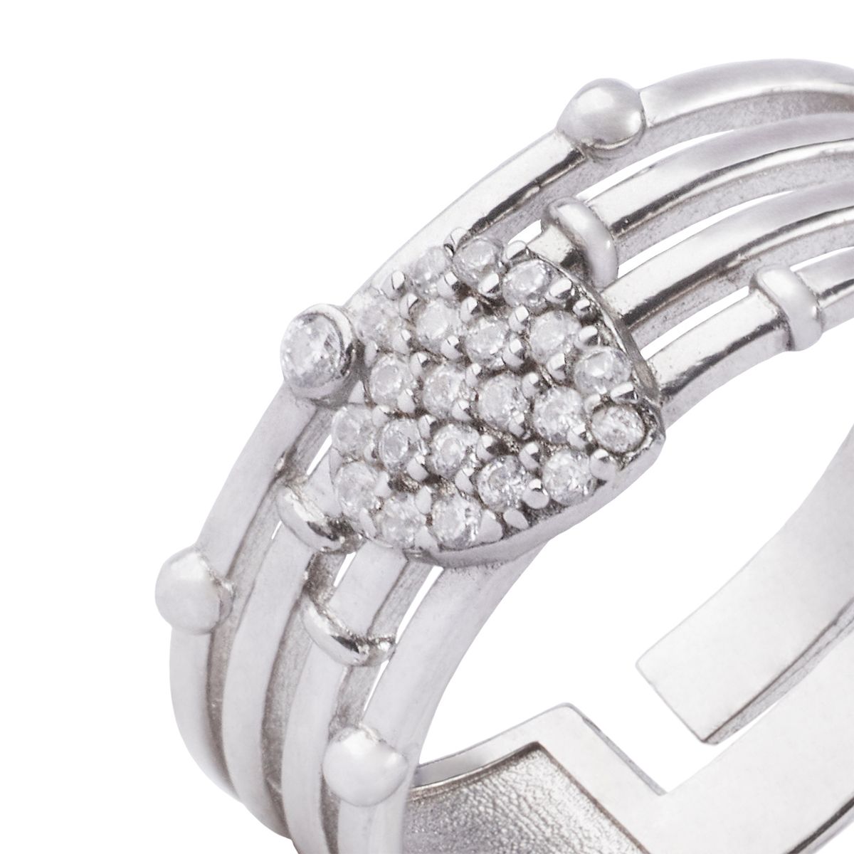 JB JOYAS BARON - Anillo de Plata Esterlina 925 Corazón y Líneas