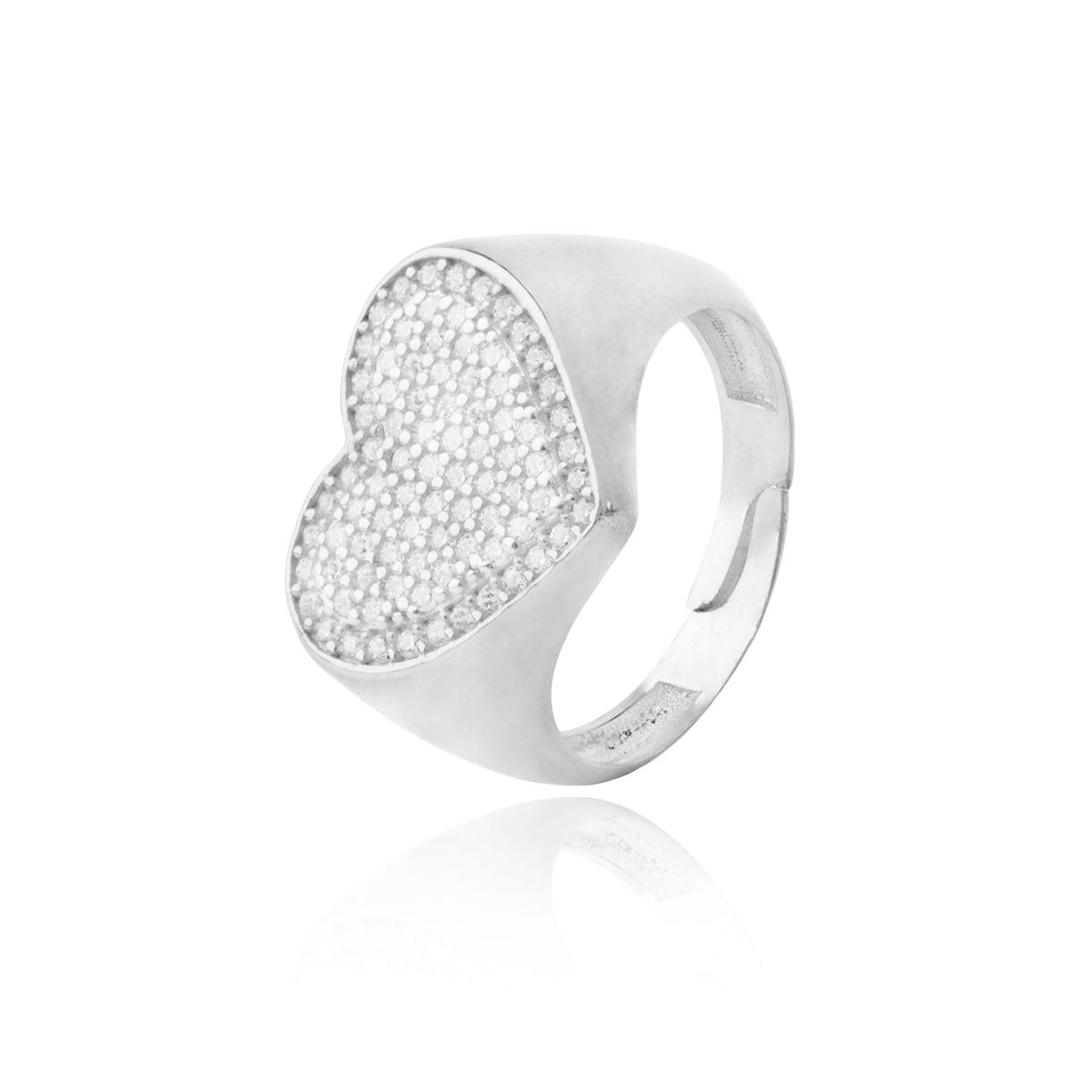 JB JOYAS BARON - Anillo de Plata Esterlina 925 Corazon Grande Sello