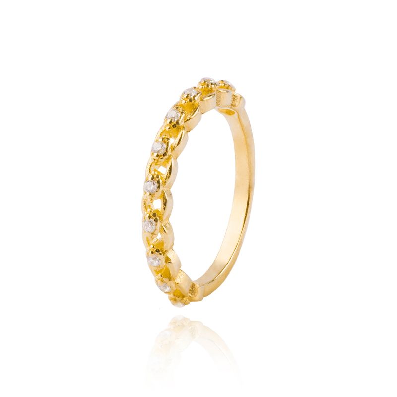 JB JOYAS BARON - Anillo Plata Esterlina 925 Circonita Trenzada Revestida en Oro