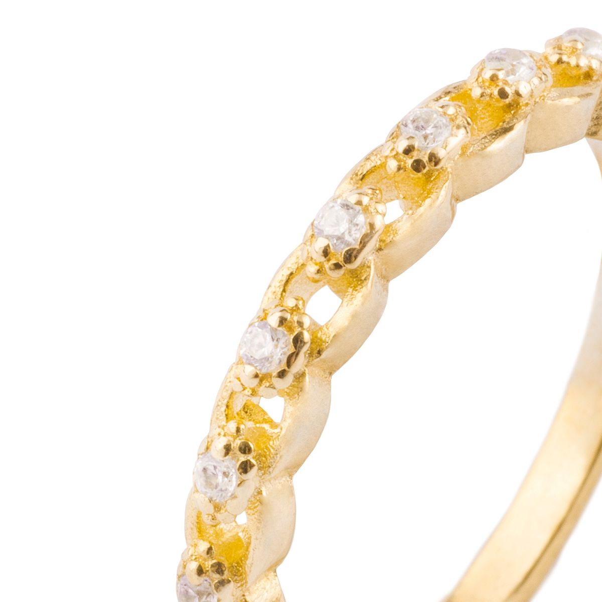 JB JOYAS BARON - Anillo Plata Esterlina 925 Circonita Trenzada Revestida en Oro