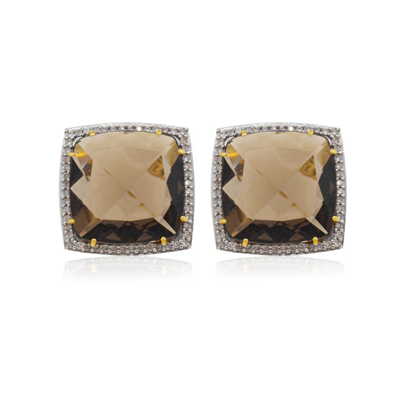 JB JOYAS BARON - Aros de Diamante en Oro de 18 Kt Quarzo Fume