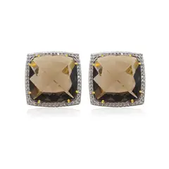 JB JOYAS BARON - Aros de Diamante en Oro de 18 Kt Quarzo Fume