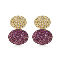 JB JOYAS BARON - Aros Oro Amarillo 18Kt Diamantes y Rubi