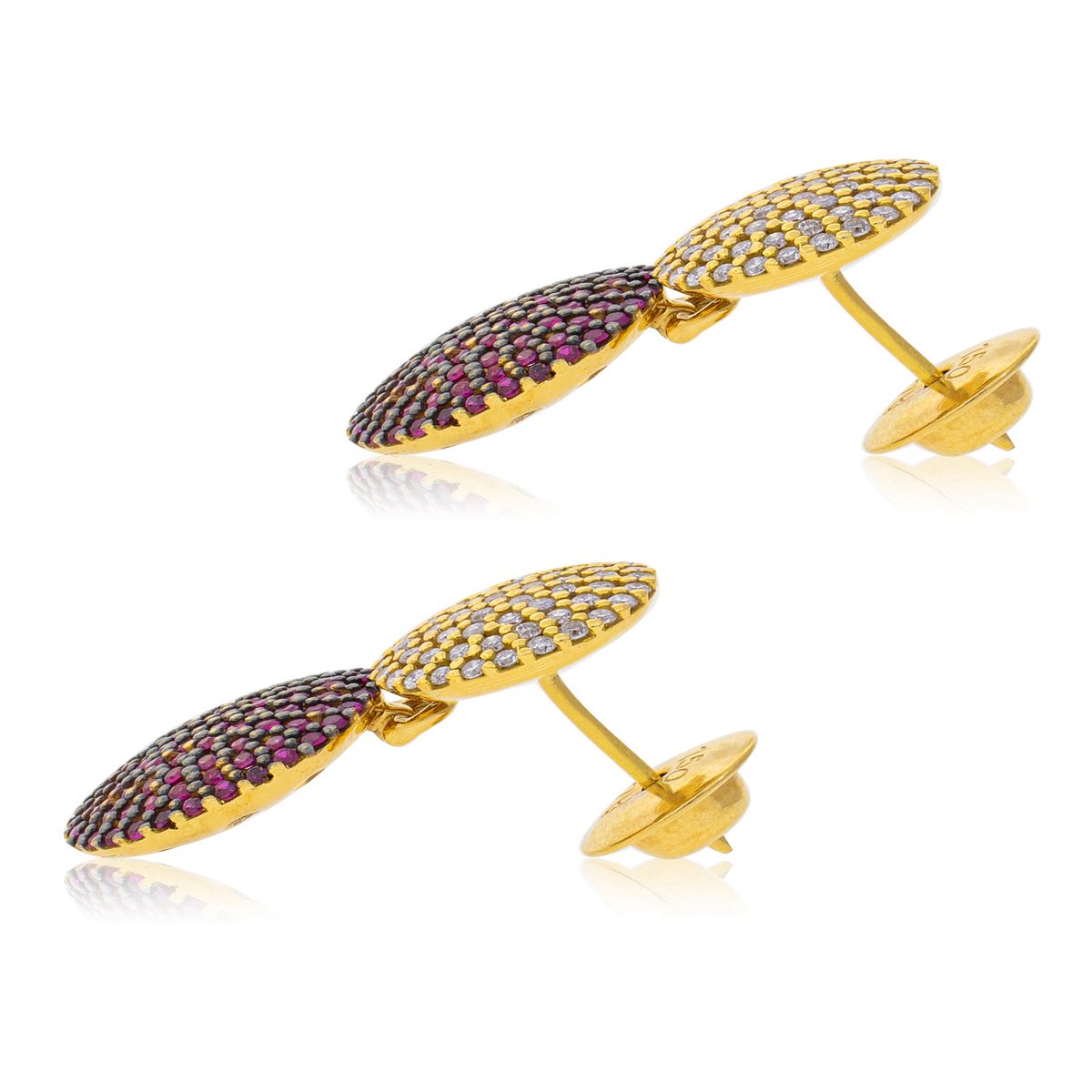 JB JOYAS BARON - Aros Oro Amarillo 18Kt Diamantes y Rubi
