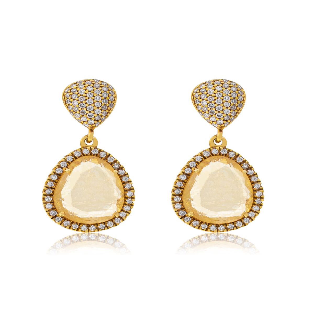 JB JOYAS BARON - Aros Oro Amarillo 18kt Diamantes y Topacio