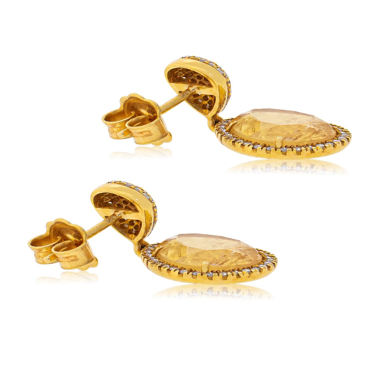 JB JOYAS BARON - Aros Oro Amarillo 18kt Diamantes y Topacio