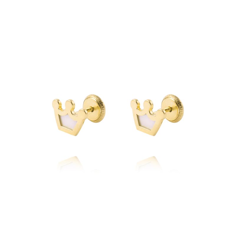 JB JOYAS BARON - Aros de Oro 18kt Corona con Nacar. Abridor