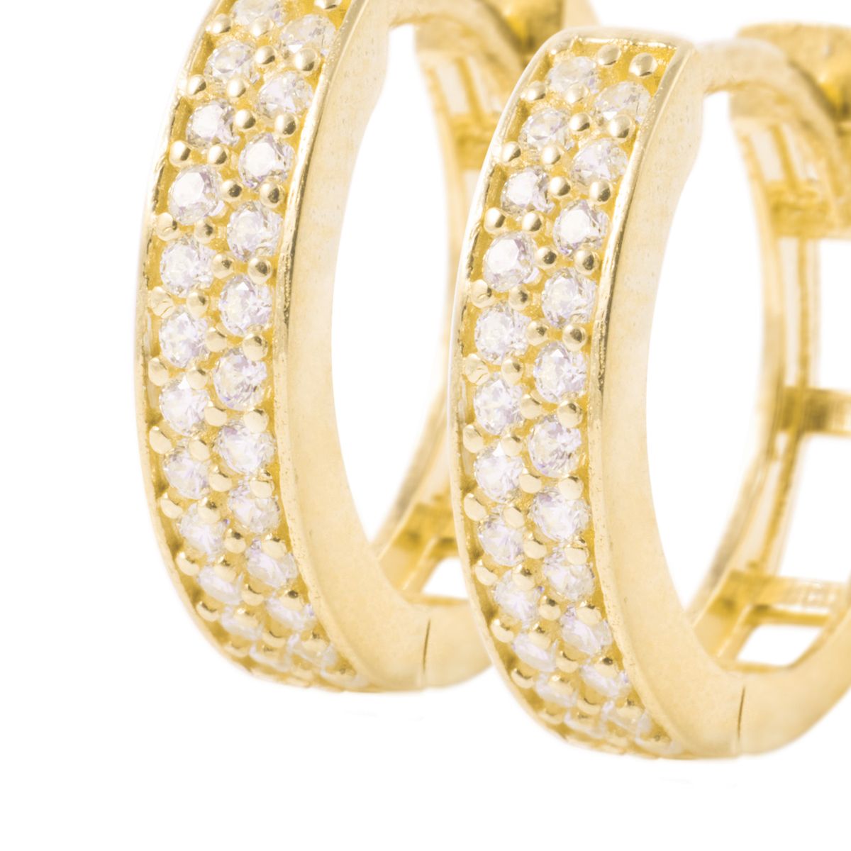 JB JOYAS BARON - Aros de Oro 18 kt Argollas Doble Riel Circón