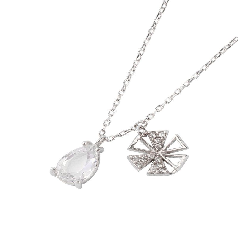 JB JOYAS BARON - Collar de Plata Esterlina 925 Gota Flor