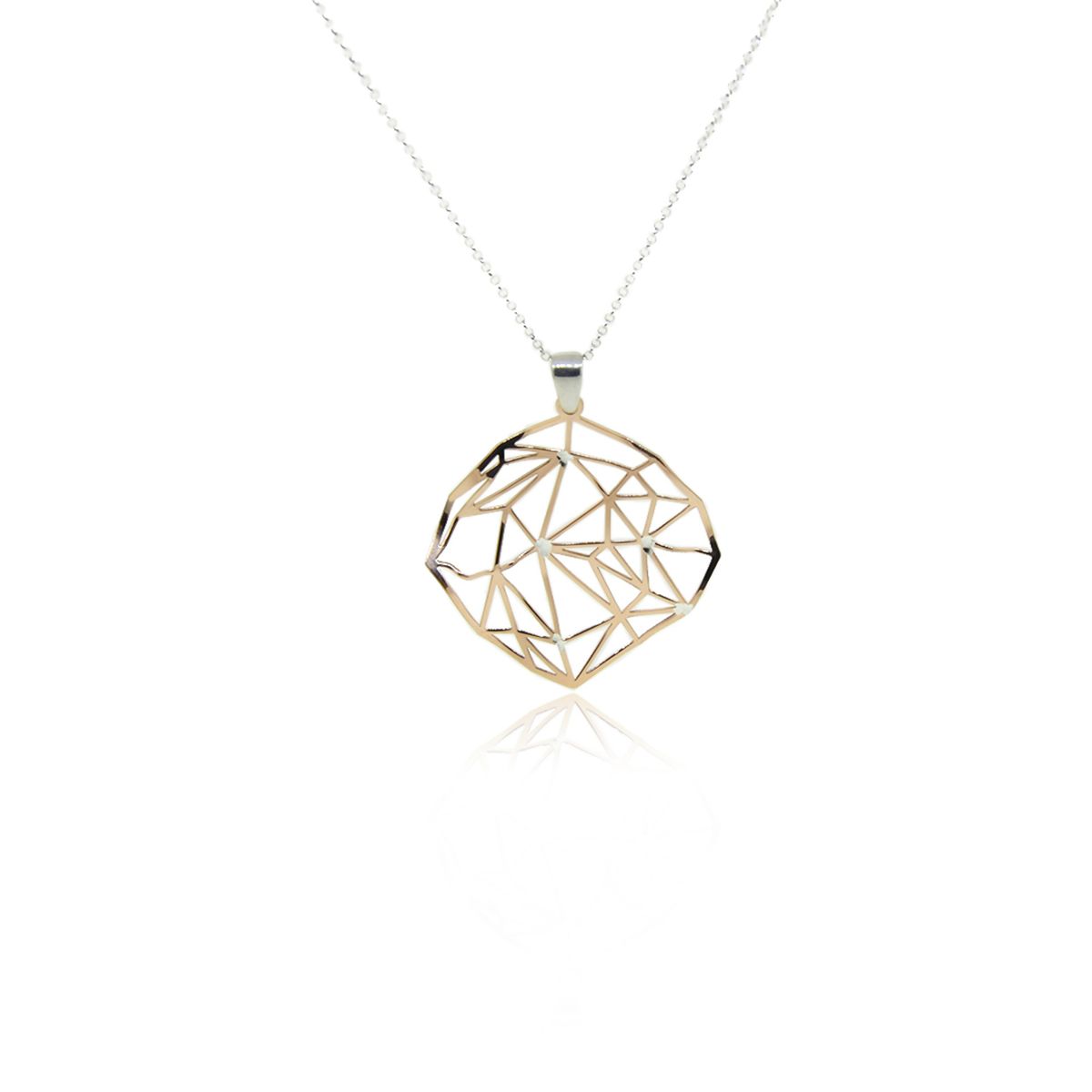 JB JOYAS BARON - Collar de Plata Esterlina 925 Rombos Rose Revestido en Oro 18kt