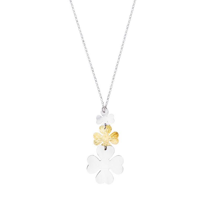 JB JOYAS BARON - Collar de Plata Esterlina 925 Flores Bicolor