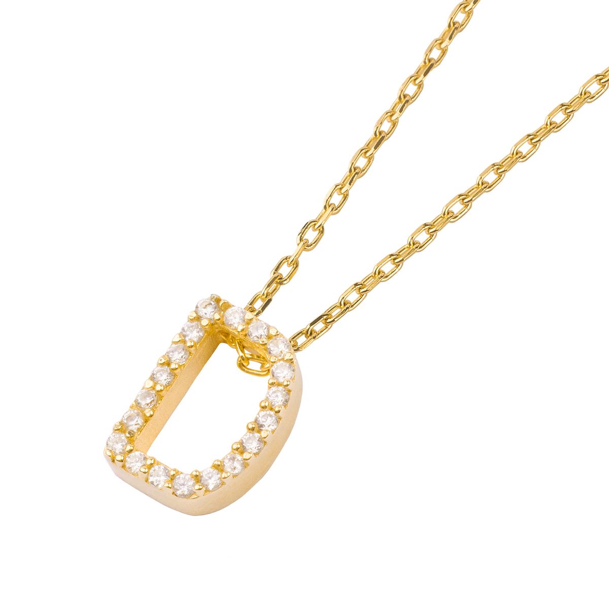 JB JOYAS BARON - Collar de Plata Esterlina 925 Letra D Circon Revestido en Oro 18kt