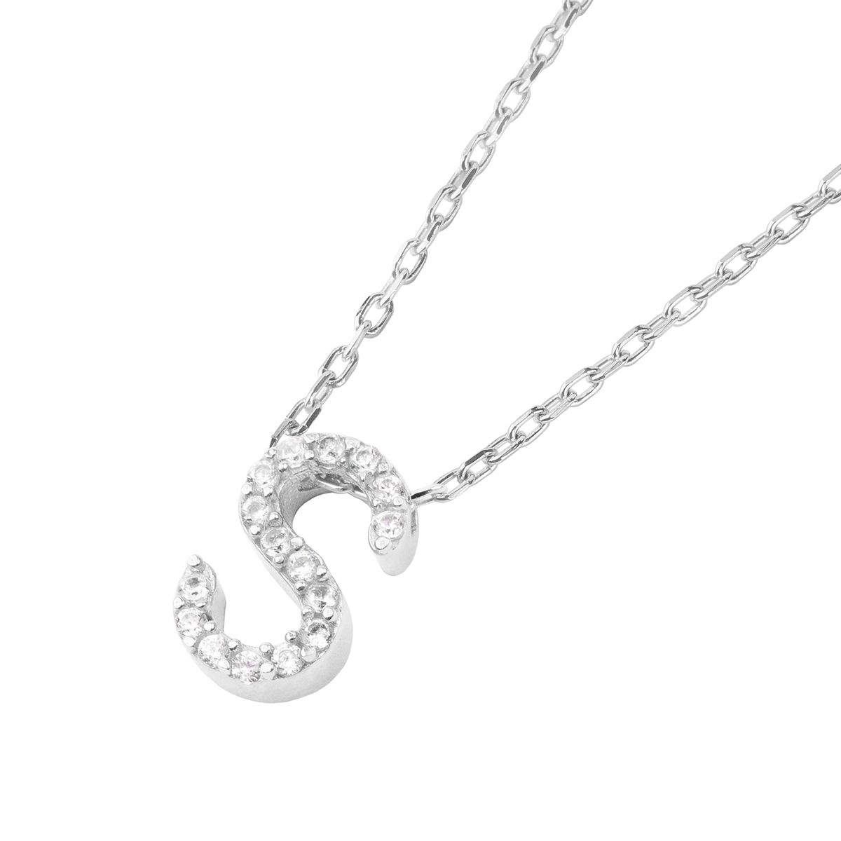 JB JOYAS BARON - Collar de Plata Esterlina 925 Letra S Circon