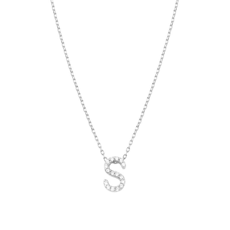 JB JOYAS BARON - Collar de Plata Esterlina 925 Letra S Circon