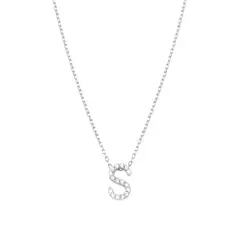 JB JOYAS BARON - Collar de Plata Esterlina 925 Letra S Circon