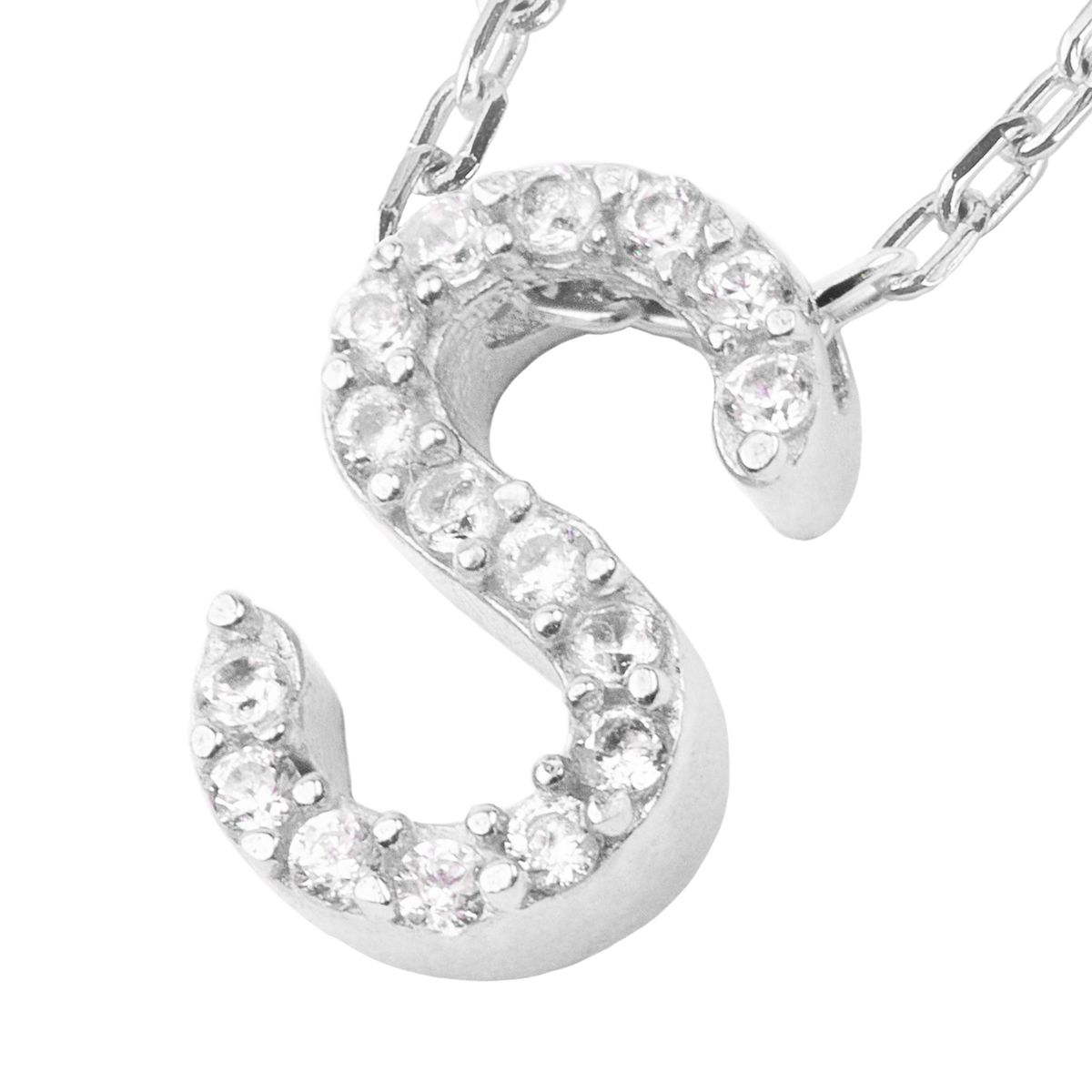 JB JOYAS BARON - Collar de Plata Esterlina 925 Letra S Circon