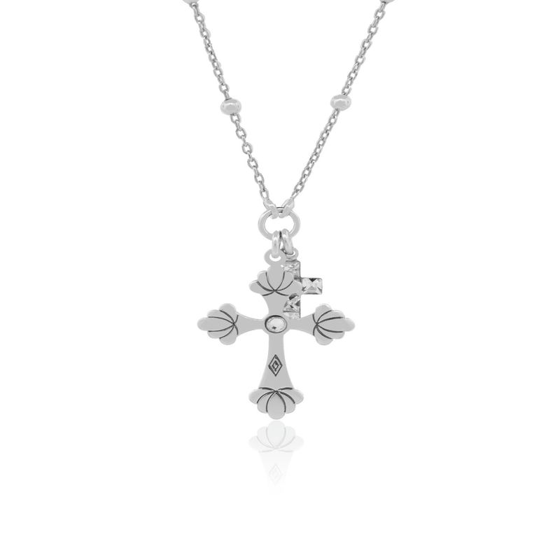 JB JOYAS BARON - Collar de Plata Esterlina 925 Doble Cruz