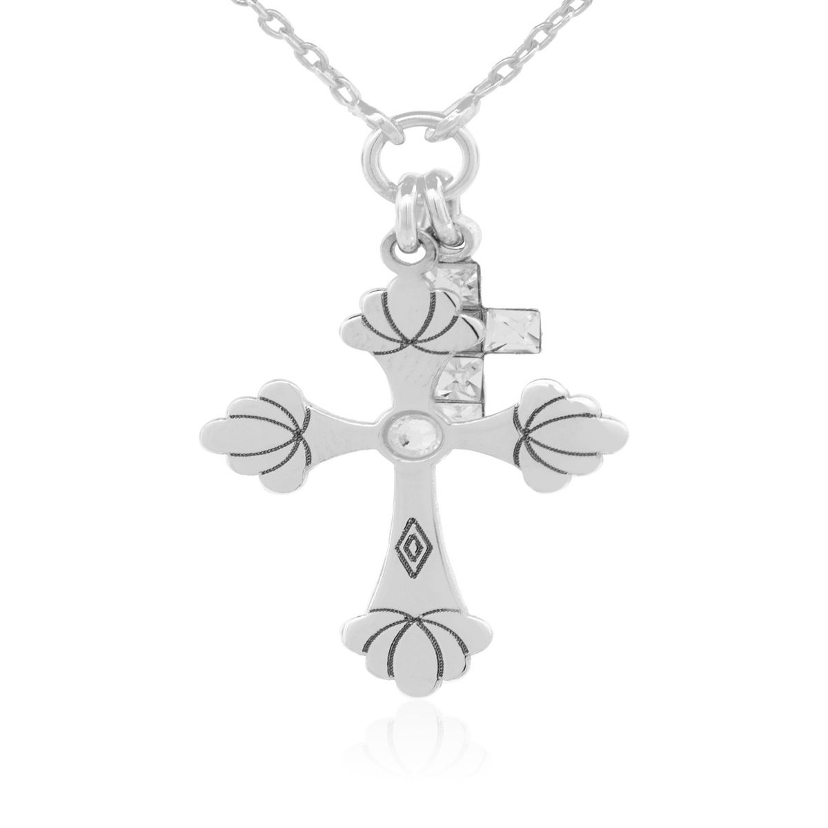 JB JOYAS BARON - Collar de Plata Esterlina 925 Doble Cruz