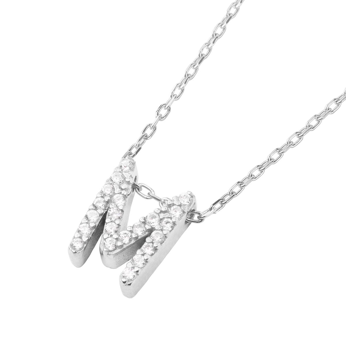 JB JOYAS BARON - Collar de Plata Esterlina 925 Letra M Circon