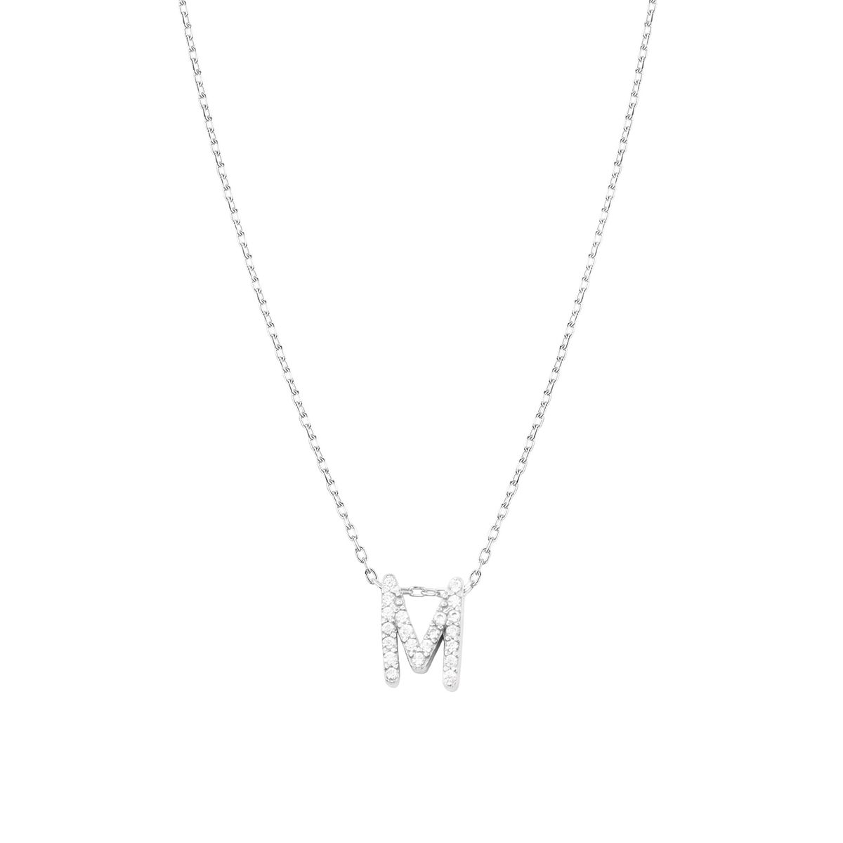 JB JOYAS BARON - Collar de Plata Esterlina 925 Letra M Circon