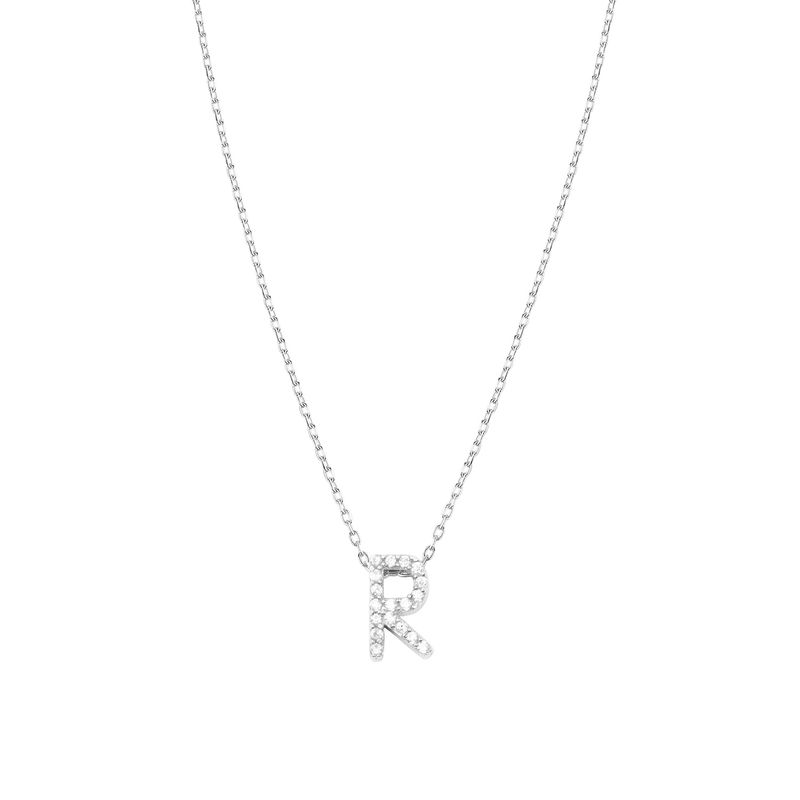 JB JOYAS BARON - Collar de Plata Esterlina 925 Letra R Circon