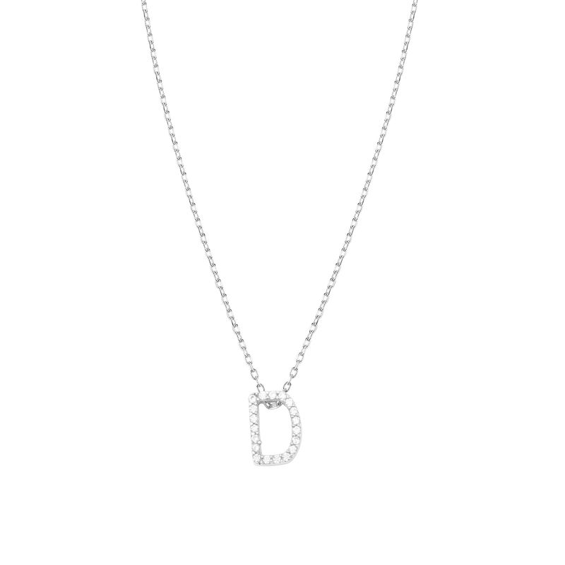 JB JOYAS BARON - Collar de Plata Esterlina 925 Letra D Circon