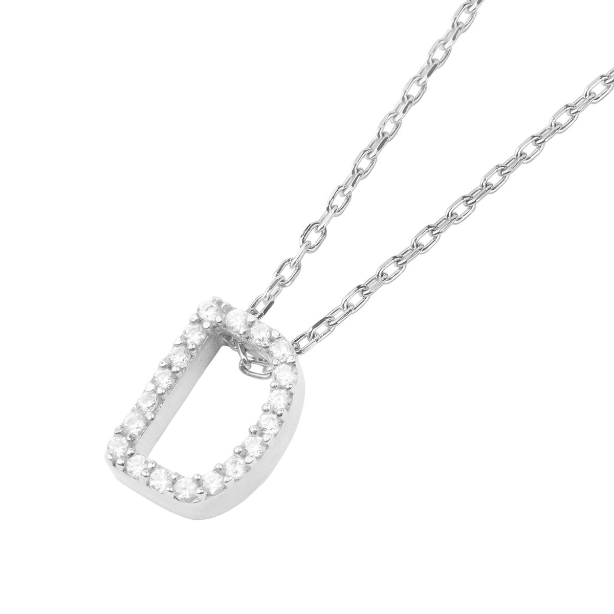 JB JOYAS BARON - Collar de Plata Esterlina 925 Letra D Circon