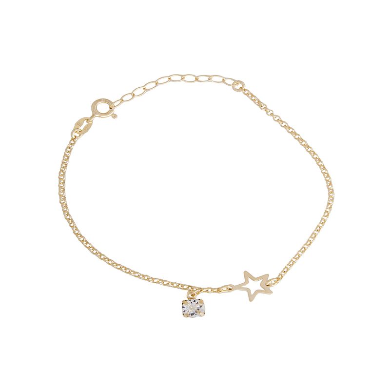 JB JOYAS BARON - Pulsera Plata Esterlina 925 Estrella Revestido Oro 18kt