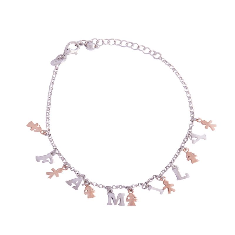 JB JOYAS BARON - Pulsera de Plata Esterlina 925 Letras Familia