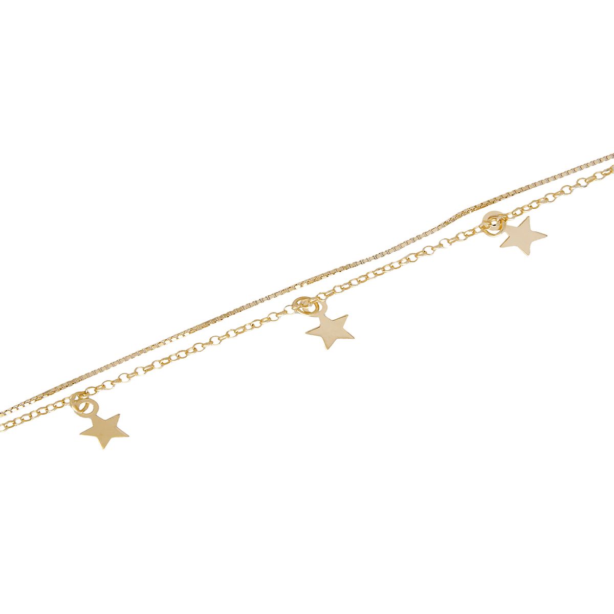 JB JOYAS BARON - Pulsera de Plata Esterlina 925 Siete Estrellas Revestido en Oro 18kt
