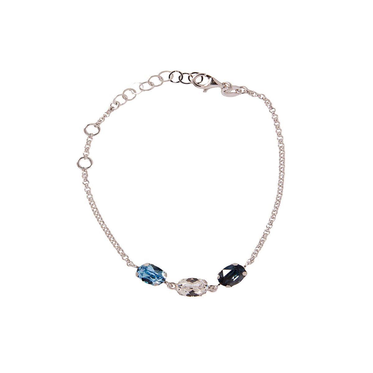 JB JOYAS BARON - Pulsera de Plata Esterlina 925 Tres Piedras