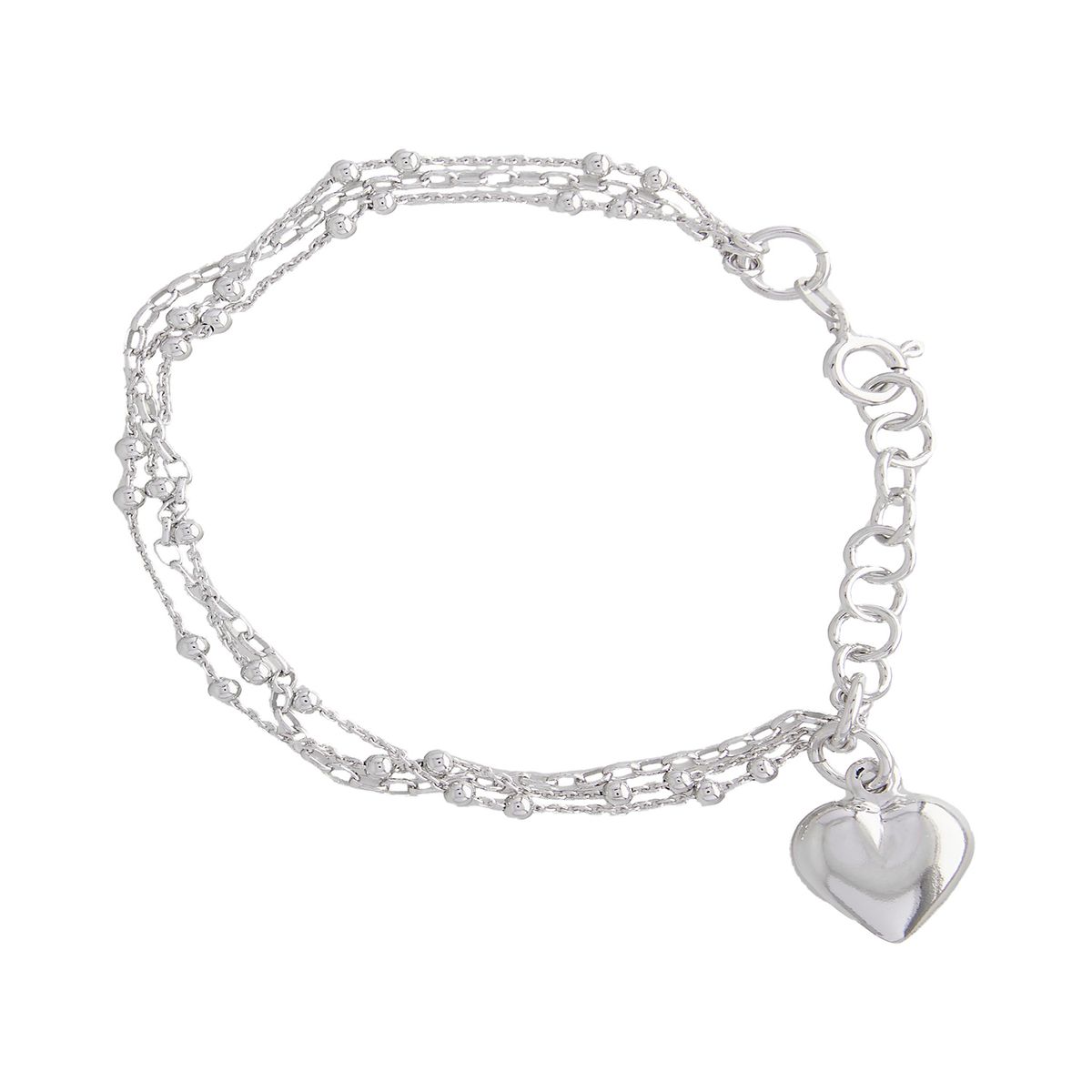 JB JOYAS BARON - Pulsera de Plata Esterlina 925 Corazón Colgante