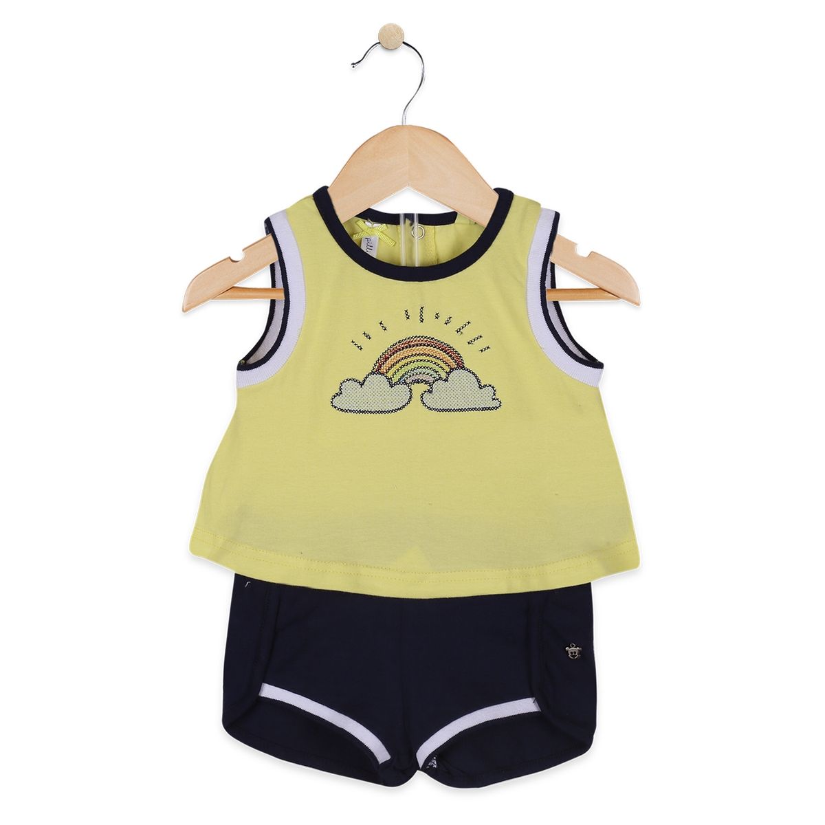 PILLIN - Conjunto Bebe Short Y Pol Algodón Verano Niña Amarillo PILLIN
