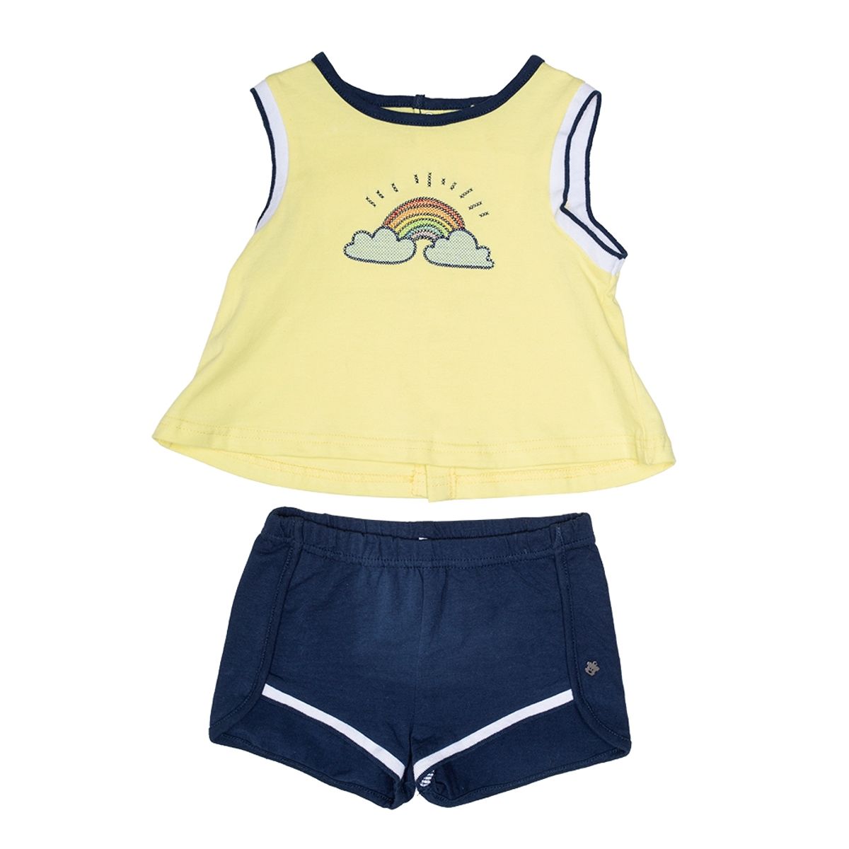 PILLIN - Conjunto Bebe Short Y Pol Algodón Verano Niña Amarillo PILLIN