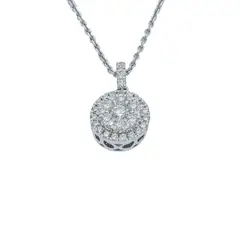 JB JOYAS BARON - Collar de Oro Blanco de 18kt con Diamante Modelo circulo 42 Puntos
