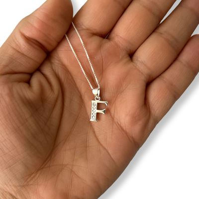Imagen 2 del producto Collar Letra F Circones Juvenil Plata 925 Mas Caja Regalo