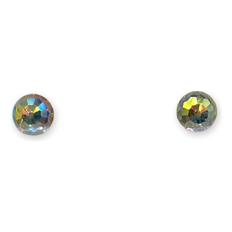GENERICO - Aros Punto De Luz Cristal Tornasol Plata Ley 925 Mas Caja