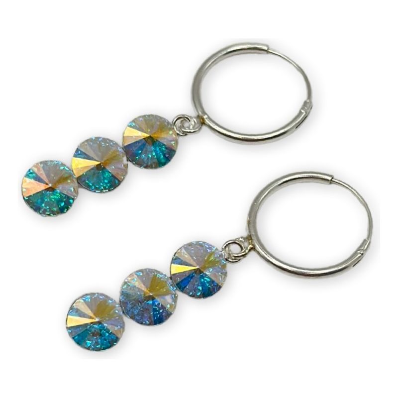 GENERICO - Aro Argolla Cristales Swarovski Colgantes Plata 925 Mas Caja