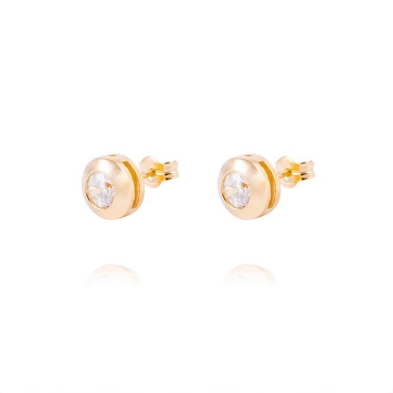 JB JOYAS BARON - Aros de Oro 18kt Con Circonitas 5mm Punto De Luz