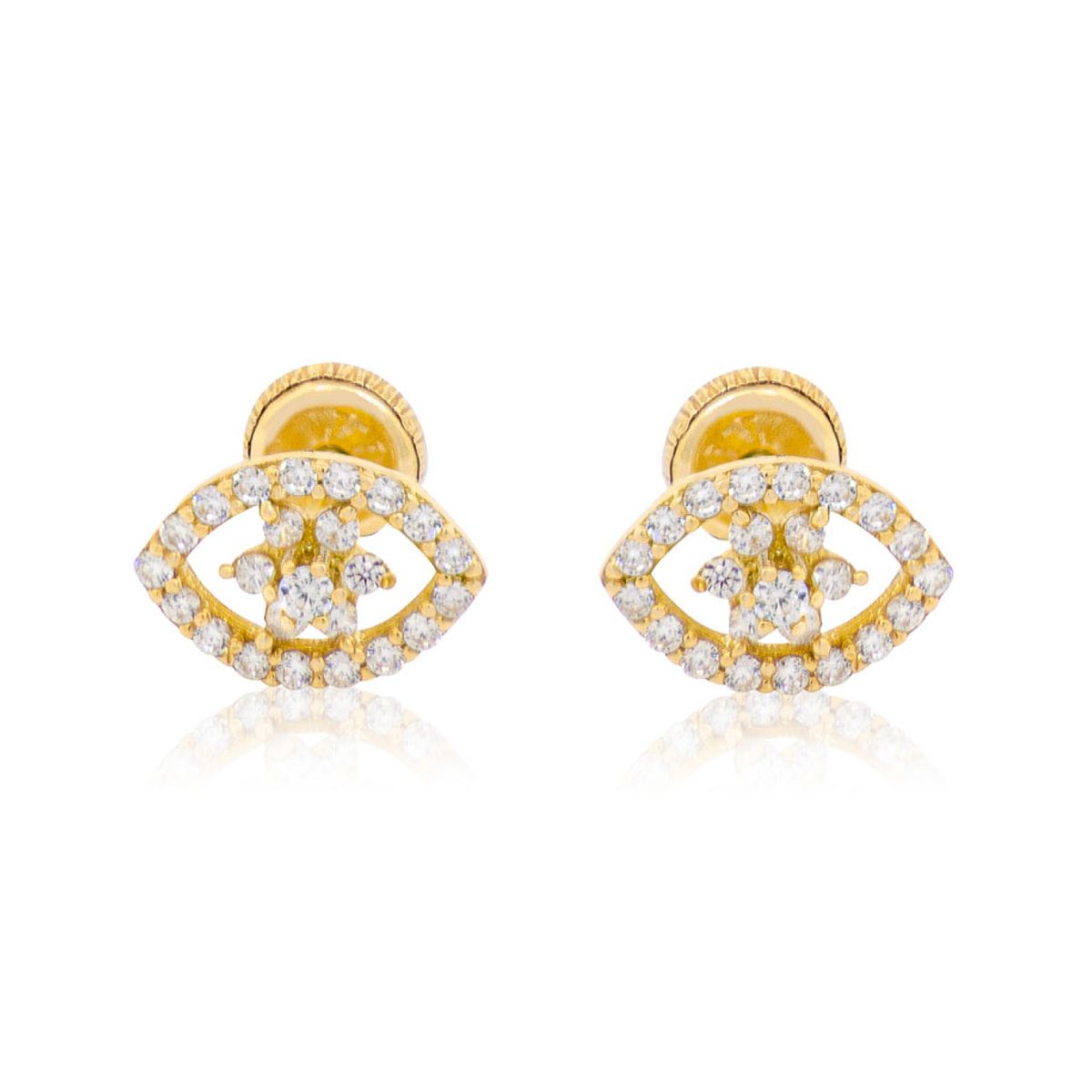 JB JOYAS BARON - Aros de Oro 18kt Ojo Turco con Circonitas