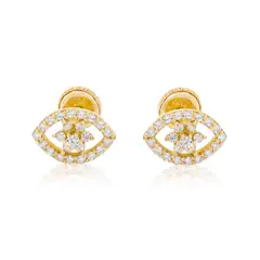 JB JOYAS BARON - Aros de Oro 18kt Ojo Turco con Circonitas